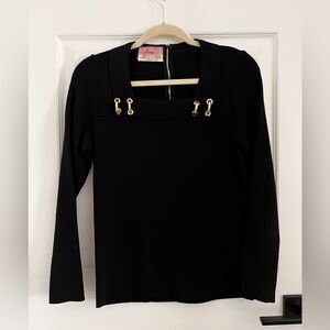 100% Wool Sweater with Gold Ring Detail